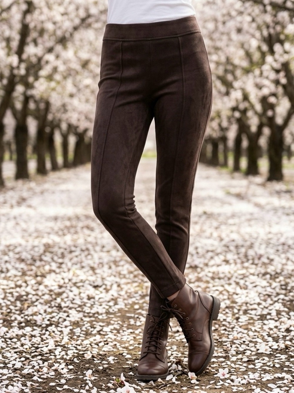 Andrew Marc Taupe Brown Thick Fall Polyester Suede Y2K Slim Pants-S